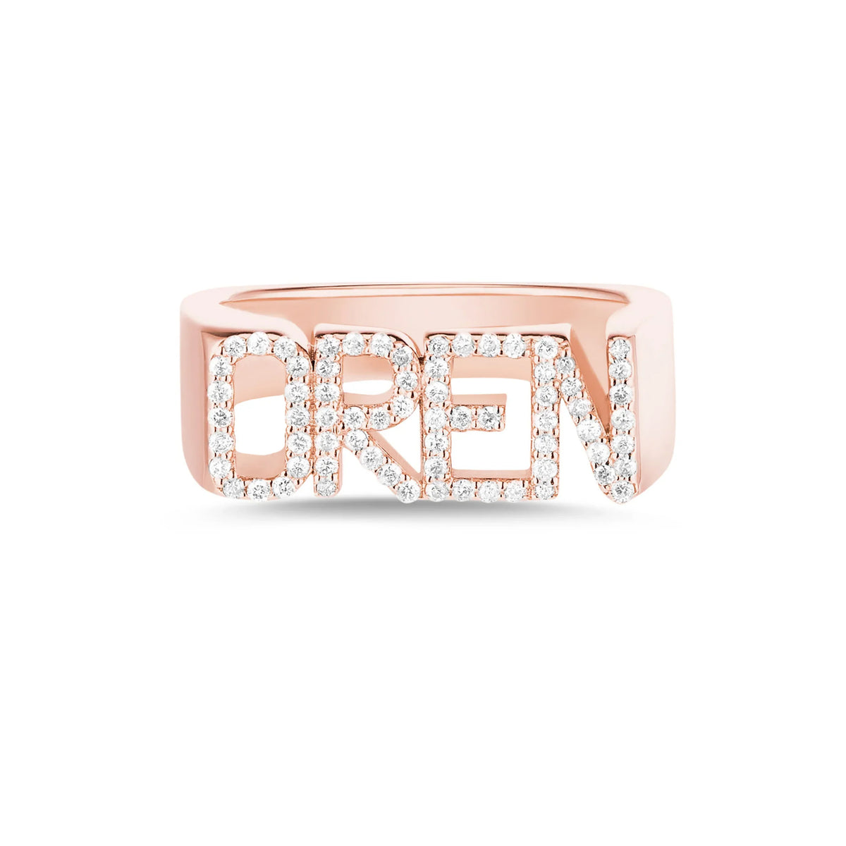 3D Name Ring Custom Diamond Name Ring 925 Sterling Silver Closed Ring Personalized Diamond Rimmed Initial Ring Gift for Women