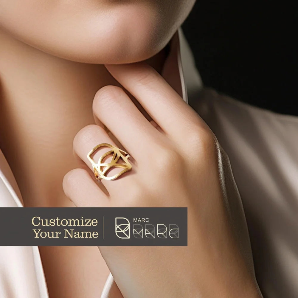 Custom Name Logo Rings For Women Personalized Unique Name Sign Rings Stainless Steel Fashion Jewelry Birthday Gift For Hear