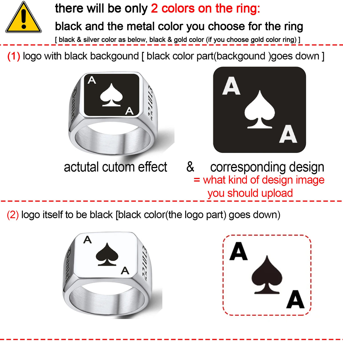 U7 Custom Stainless Steel Round Square Rings for Man Relief Deep Engrave Black White Vector Design Logo Brand Rings Jewelry Gift